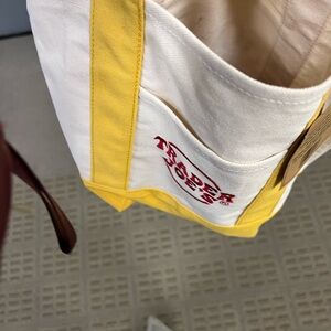 Mini Trader Joe's Yellow and White Tote Bag